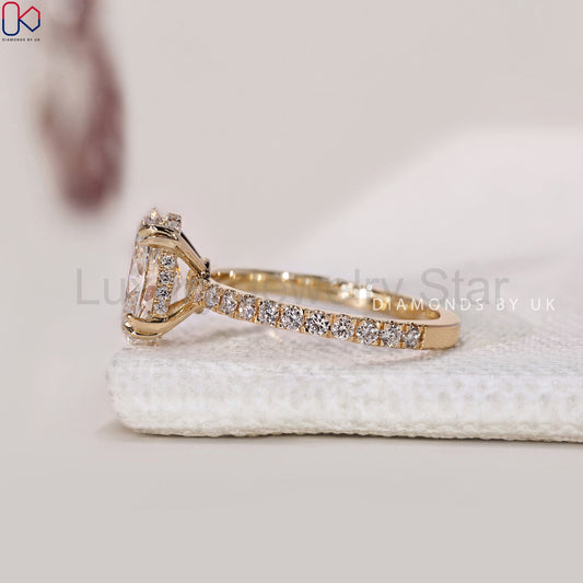 Oval Diamond Engagement Ring In Pave Setting - image 2