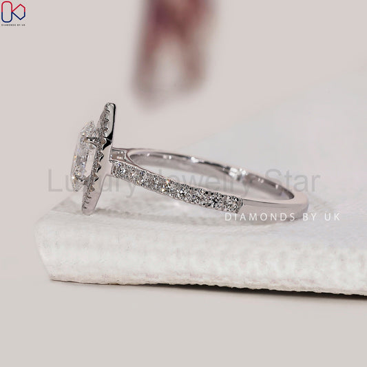 Oval Diamond Ring In Halo Pave Setting - image 2