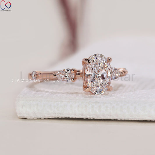 Oval Shaped Engagement Ring - Distance Pave - image 2