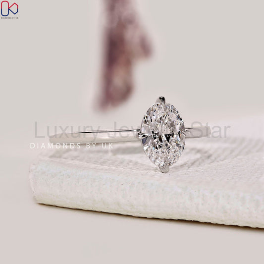 Oval Solitaire Engagement Ring In White Gold - image 2
