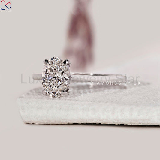 Oval Solitaire Engagement Ring With Cathedral Setting - image 2