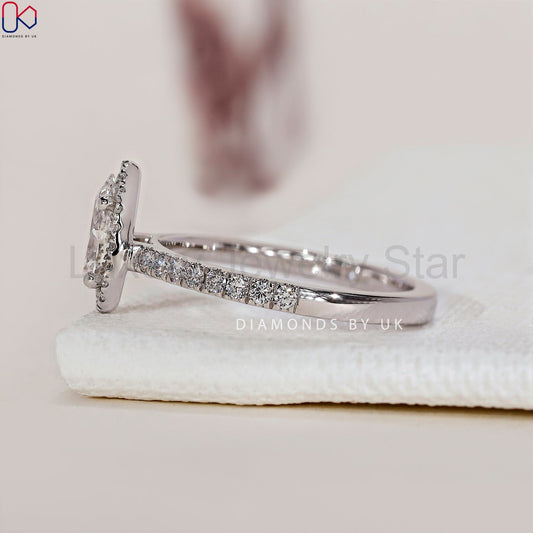 Pear Halo Engagement Ring - Pave Style - image 2