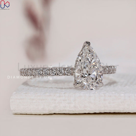 Pear Shaped Ring - Hidden Halo - image 2