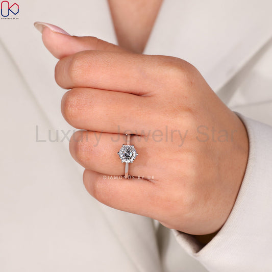 Portuguese Cut Diamond Ring In Solitaire Style - image 2