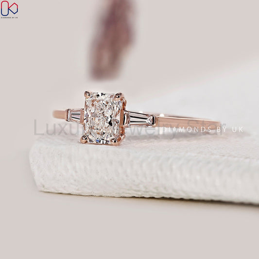Radiant Cut 3 Stone Diamond Ring - image 2