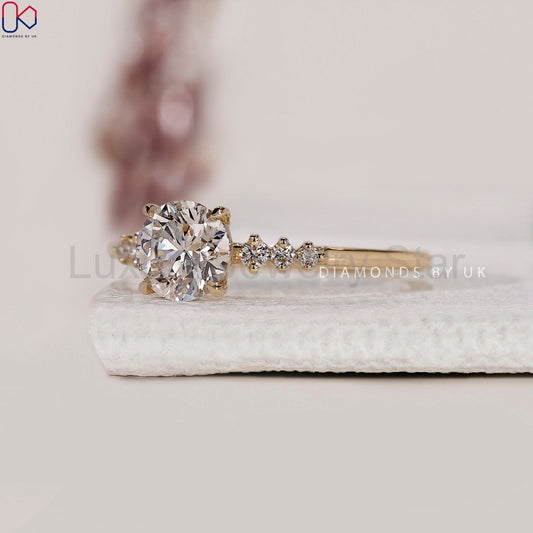 Round Cut 7 Stone Diamond Ring - image 2