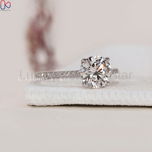 Round Cut Diamond Pave Setting Ring - image 2