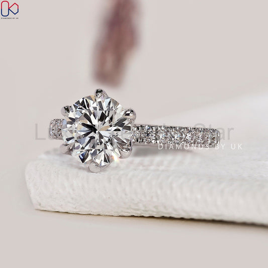 Round Diamond Tulip Setting Engagement Ring - image 2