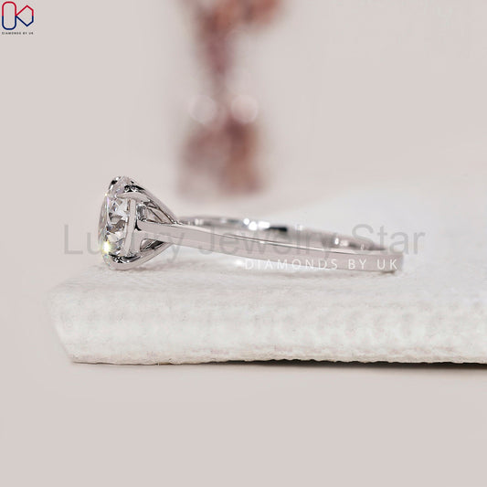 Round Diamond White Gold Solitaire Ring - image 2