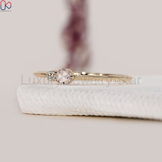 Round Rose Cut Two Stone Ring - image 2