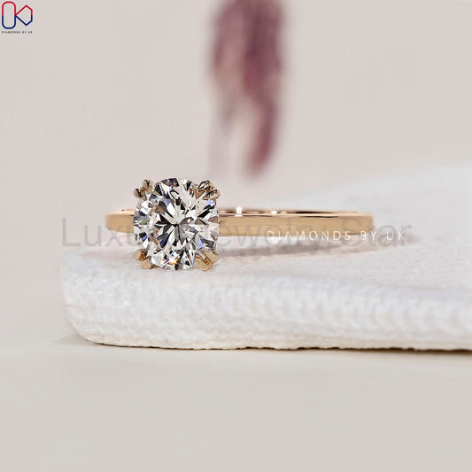 Round Solitaire Engagement Ring - Yellow Gold - image 2