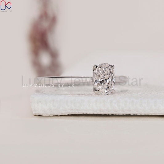 Solitaire Oval Cut Diamond Ring with Cathedral Setting - image 2