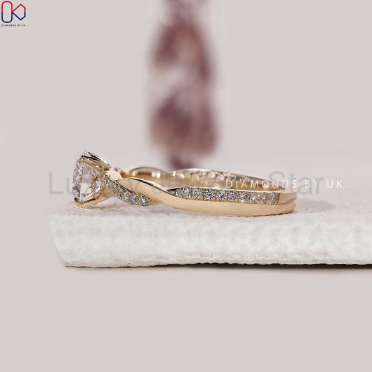 Twisted Pave Round Diamond Engagement Ring - image 2