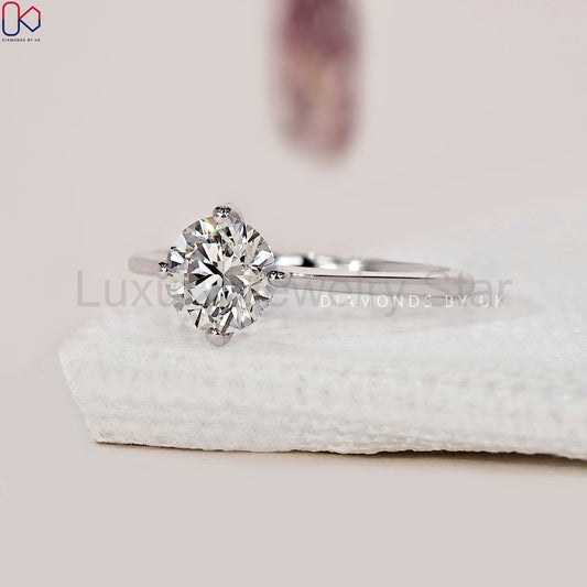 White Gold Round Diamond Solitaire Engagement Ring - image 2