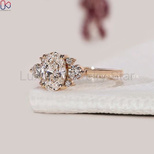 Yellow Gold Oval Diamond Engagement Ring - image 2