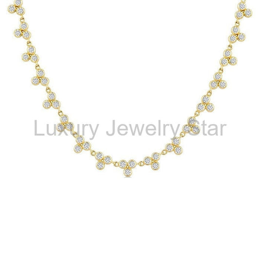 3 Stone Bezel Diamond Station Necklace - image 2