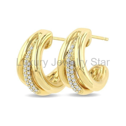 Aeris Gold Diamond Fashion Half Hoop Earrings - image 2