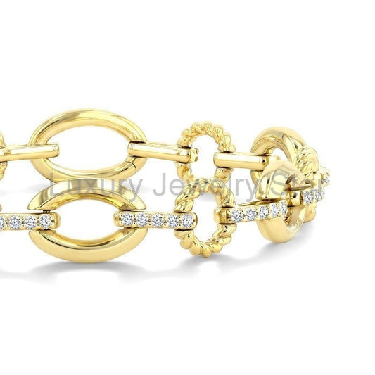 Aeris Gold Oval Link Diamond Fashion Bracelet