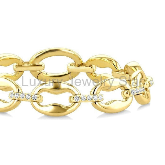 Aeris Gold Oval Link Diamond Fashion Bracelet