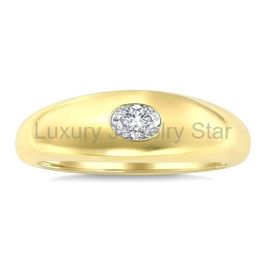 Aeris Gold Oval Shape East-West Diamond Fashion Ring - image 2