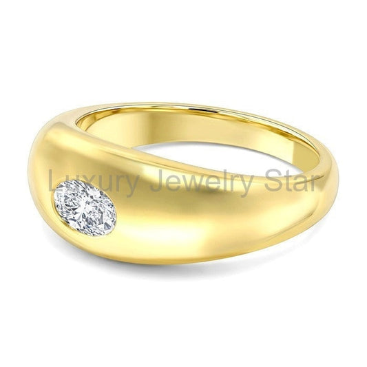 Aeris Gold Oval Shape East-West Diamond Fashion Ring - image 2
