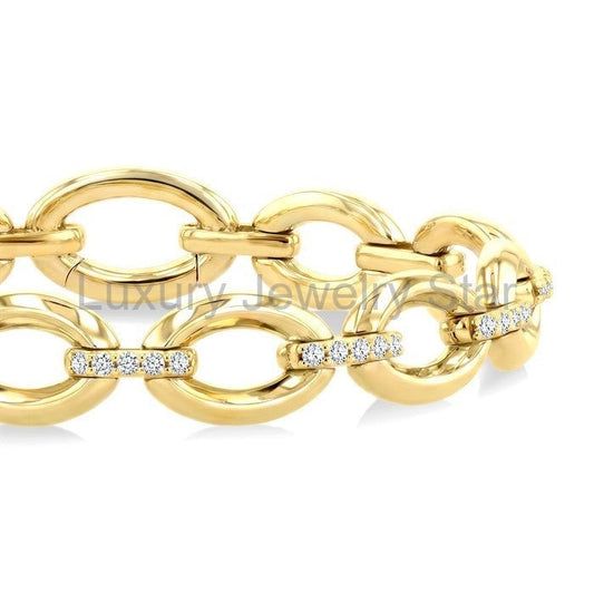 Aeris Gold Oval Shape Link Diamond Fashion Bracelet