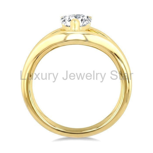 Aeris Gold Pear Shape Diamond Solitaire Ring - image 2