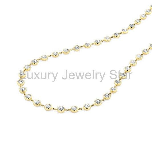 Bezel Set Diamond Station Necklace - image 2