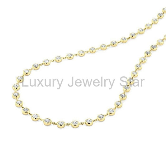 Bezel Set Diamond Station Necklace - image 2