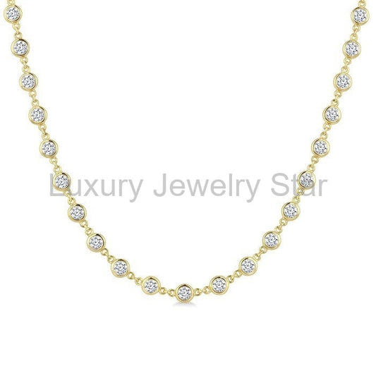 Bezel Set Diamond Station Necklace - image 2