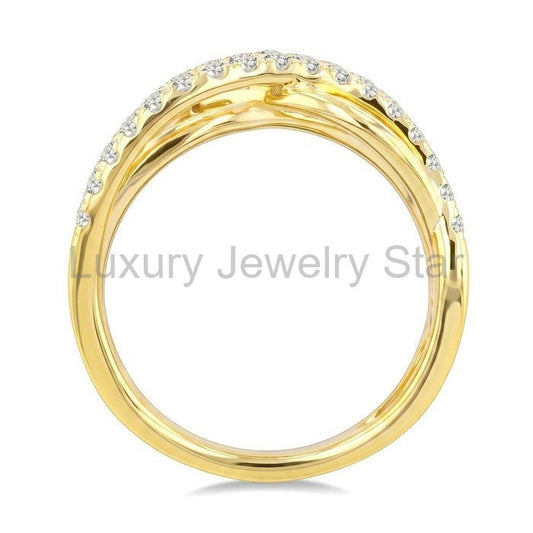 Bold Criss Cross Diamond Fashion Wide Band - image 2