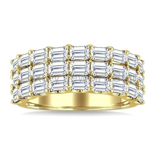 Bold Emerald Shape 3 Row Diamond Band - image 2