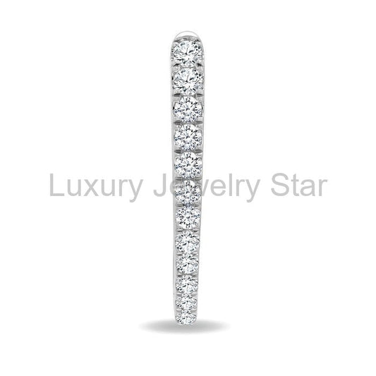 Chevron Diamond Fashion Hoop Earrings - image 2