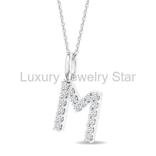 Classic 'M' Initial Diamond Pendant
