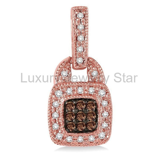 Cushion Shape Champagne Halo Diamond Fashion Earrings - image 2