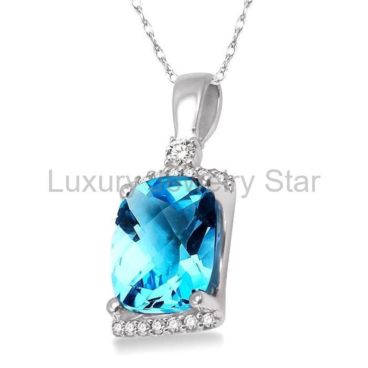 Cushion Shape Gemstone & Diamond Pendant