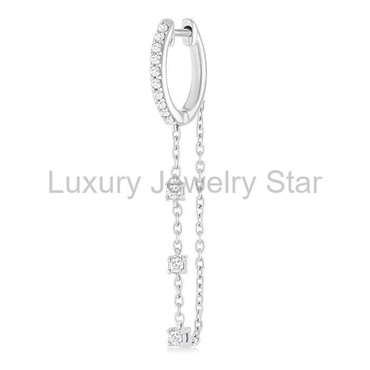 Diamond Hoop Chain Earrings - image 2