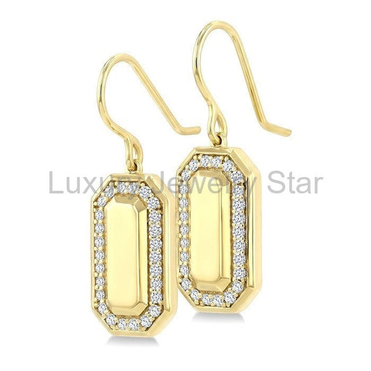 Emerald Shape Diamond Fashion Earrings - image 2