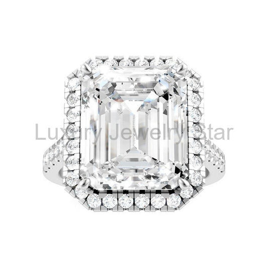 Emerald Shape Semi-Mount Halo Diamond Engagement Ring - image 2