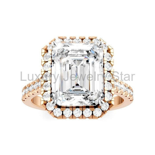 Emerald Shape Semi-Mount Halo Diamond Engagement Ring - image 2