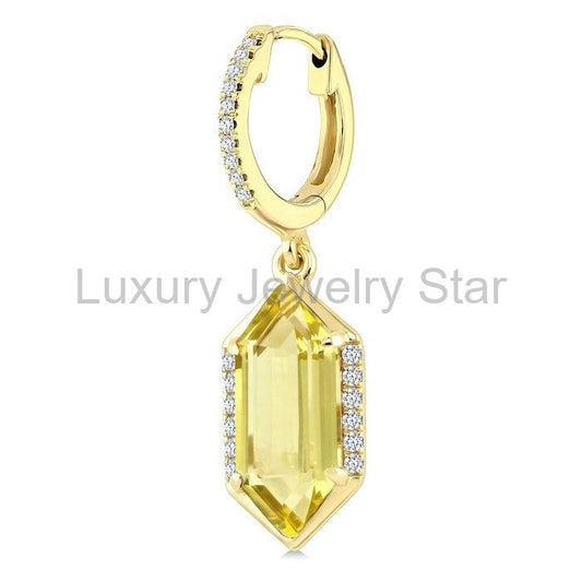Evoque Gemstone Hexagon Shape & Diamond Earrings - image 2