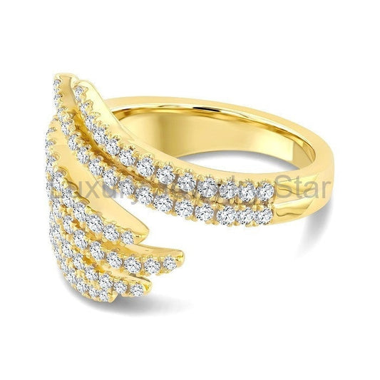 Feather Pave-Set Diamond Fashion Ring - image 2