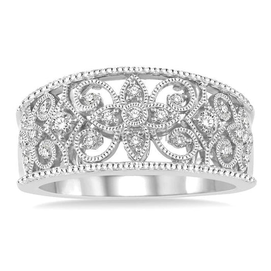 Floral Lattice Diamond Fashion Ring - image 2