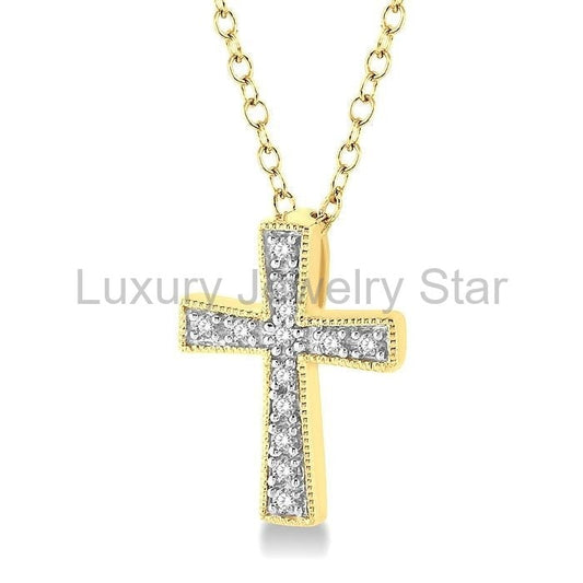 Gold Vermeil Cross Diamond Fashion Pendant