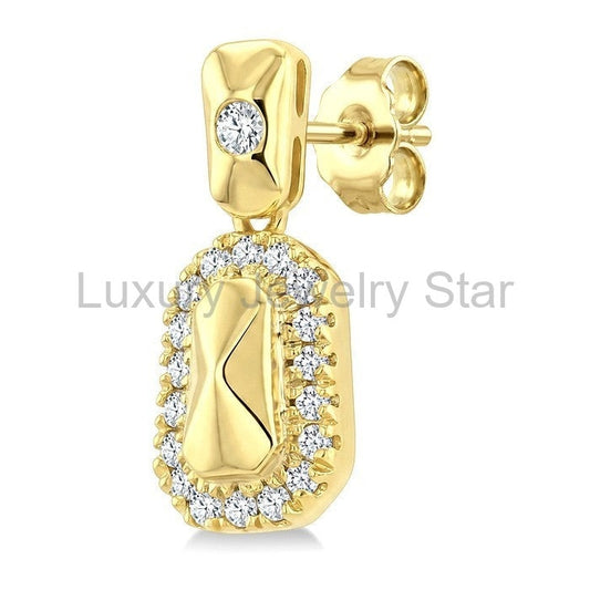 Golden Glow Emerald Shape Diamond Fashion Earrings - image 2