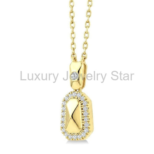 Golden Glow Emerald Shape Diamond Fashion Pendant
