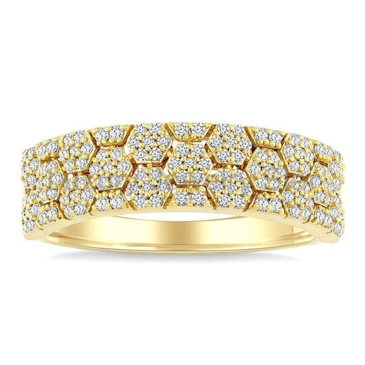 Hexagon Shape Honeycomb Diamond Fashion Band - image 2