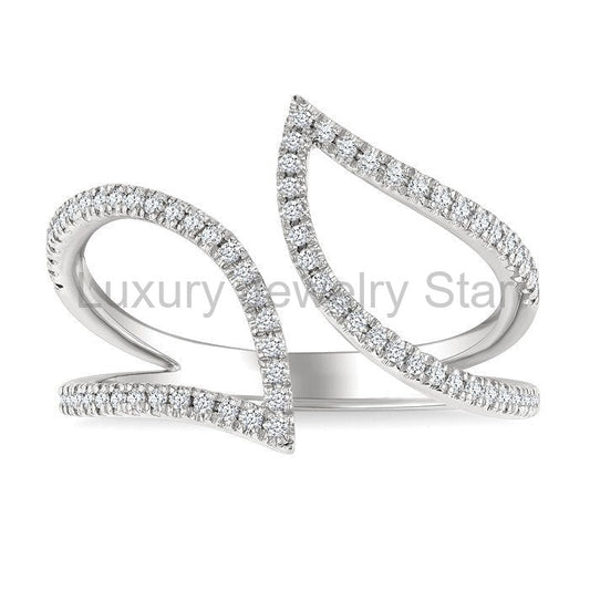 Leaf Diamond Fashion Open Ring - image 2