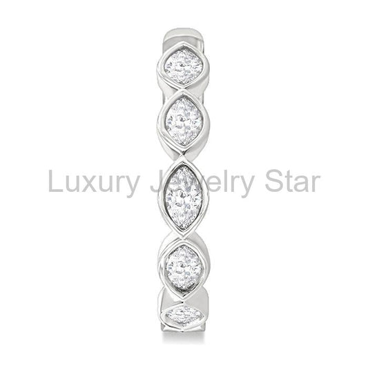 Marquise Shape Bezel Set Diamond Fashion Hoop Earrings - image 2