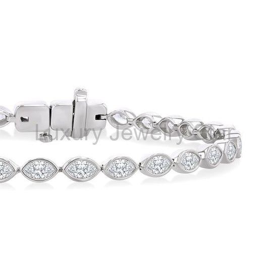 Marquise Shape East-West Bezel Set Diamond Tennis Bracelet